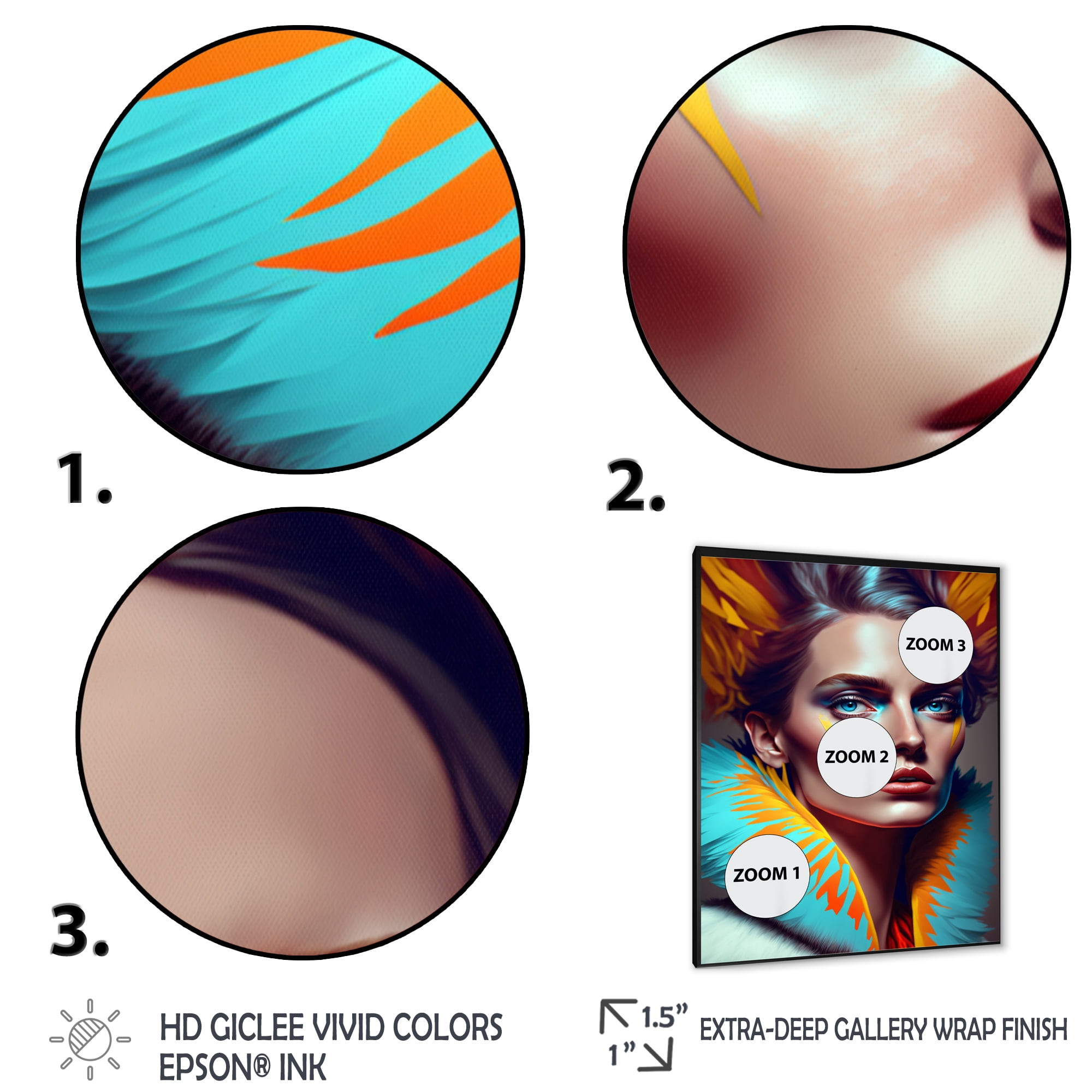 Designart Colorful Sensual Woman In Fur Coat II Framed Wall Art