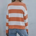 thumbnail image 5 of Womens Long Sleeve Shirts Casual Loose Fit Striped Tops Knit Pullover Sweaters Orange Red L, 5 of 9