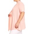thumbnail image 3 of Moa Collection Women's Plus Size Short Sleeves Draped Open Front Casual Solid Cardigan, 3 of 5