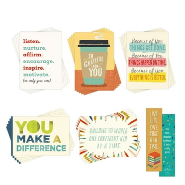 Hallmark Business Bulk Assorted Teacher Appreciation Gift Bundles (Affirming Cards & Bookmarks), 25 sets / 50 items