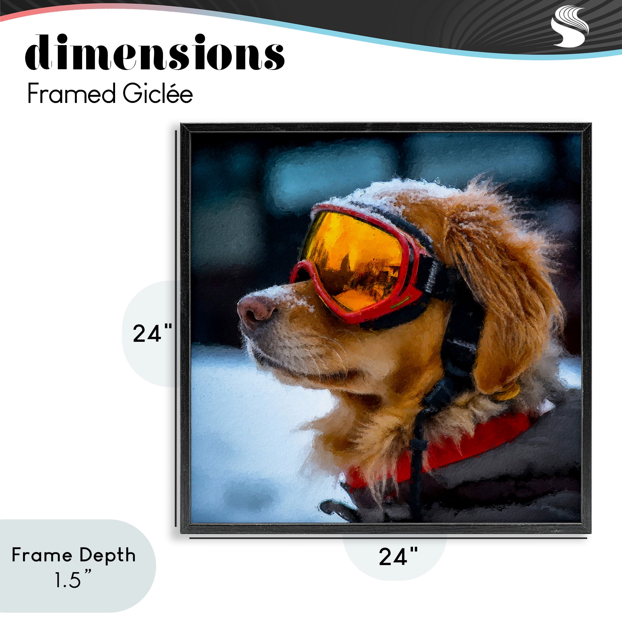 Stupell Industries Ski Goggles Dog Black Framed Giclee Art, design by Sean Parnell