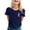 Navy, variant on Womens Tops Summer Feather Print Round Neck Short Sleeve Stylish Loose Fit Casual T Shirts Daily-Wear,Green,S