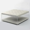 thumbnail image 2 of Inspired Home Anupi Linen Ottoman Cocktail Coffee Table Tufted Acrylic Sides Modern, Cream White, 2 of 6