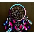 thumbnail image 3 of OMA Dream Catcher - Hand Made Traditional Tie Dye with Feathers & Beads Dreamcatcher Intricate Design - 7" Diameter & 22" Long (Purple - Medium), 3 of 4