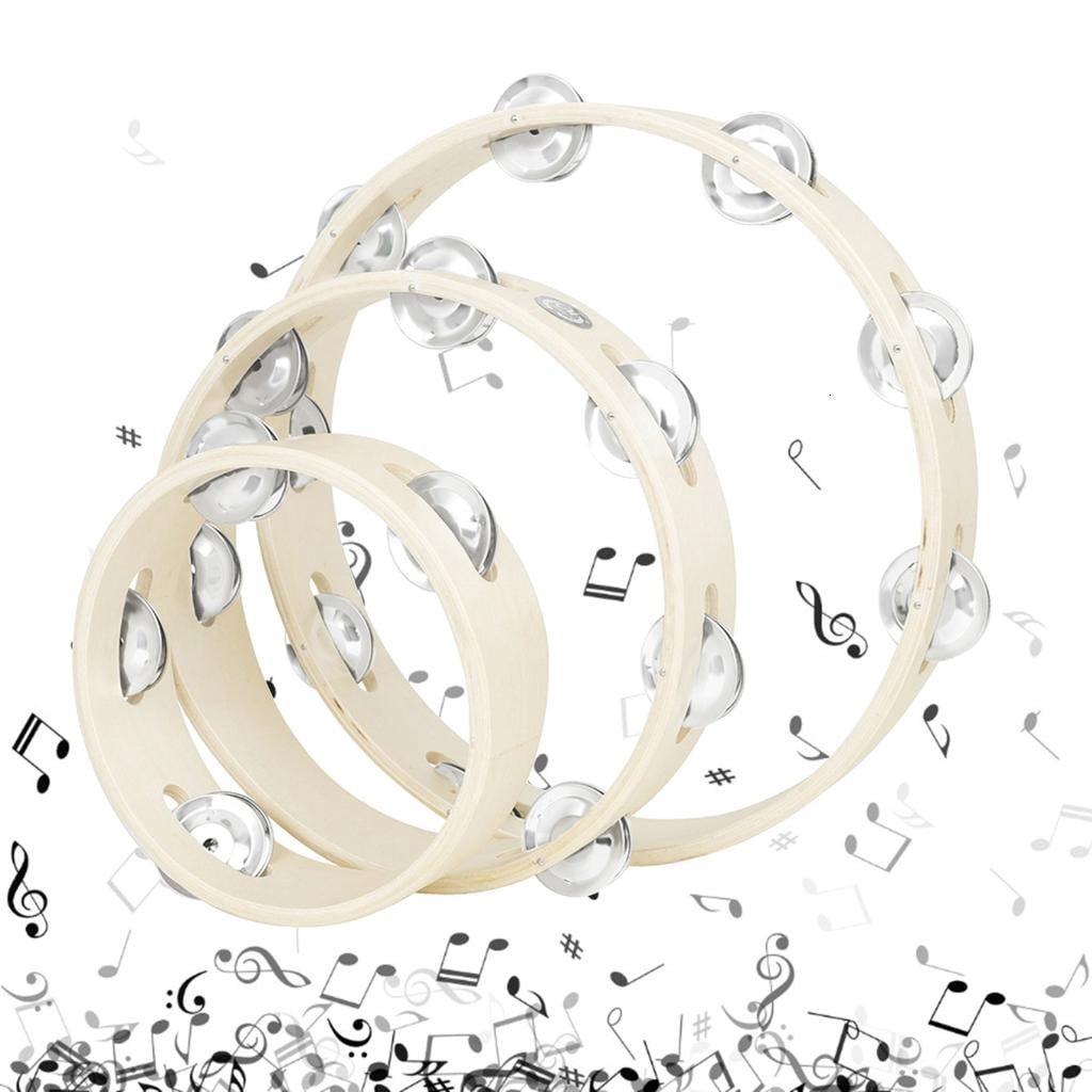 CEORPER 3Pcs Tambourines for Kid Hand Held Tambourine Rings Metal Bells Hand Percussion Musical Instrument for KTV Party Games