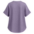 thumbnail image 4 of Oversized Tshirts for Women Casual Linen Cotton V Neck Short Sleeve Tops Loose Comfy Purple Summer Tops for Women, 4 of 9