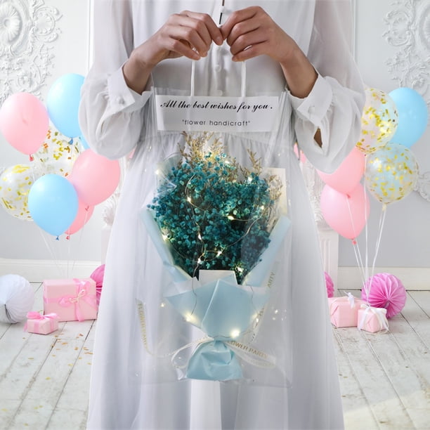 Ramo de flores de jabón | Rosas decorativas perfumadas para la decoración del hogar | Set de regalo con bolso y luces LED