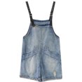 thumbnail image 4 of pstuiky Women's Denim Jumpsuit Double Pocket Loose Casual Jumpsuit Shorts Strap Pants, 4 of 6