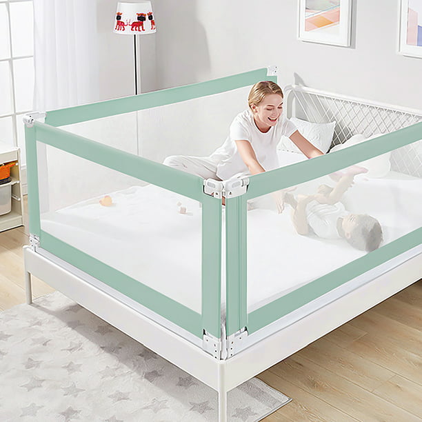 Side 70in X 30in Grey Green Pink, Queen Bed With Side Rails