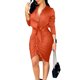 thumbnail image 5 of Vestido informal de manga larga con cuello en V y encaje para mujer: poliéster, tallas S-XXL, elegante para el día a día en invierno/otoño., 5 of 8