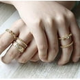 thumbnail image 2 of Xiao Hua Juego de 5 anillos apilables de oro rosa con cristales, 5 anillos brillantes, joyería bohemia vintage, tallas 6-10 (código 10 de EE. UU.), 2 of 5