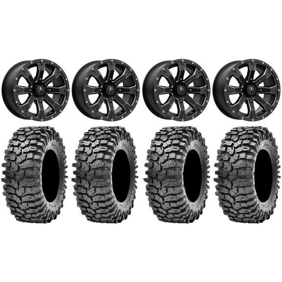MSA Bounty 14" Wheels Black 32" Roxxzilla 396 Tires Can-Am Maverick X3 / Honda Pioneer 1000 / Talon