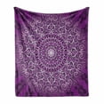 thumbnail image 1 of Purple Mandala Soft Flannel Fleece Throw Blanket, Round Swirls Healing Cosmos Growth Image, Cozy Plush for Indoor and Outdoor Use, 60" x 80", White Purple, by Ambesonne, 1 of 6