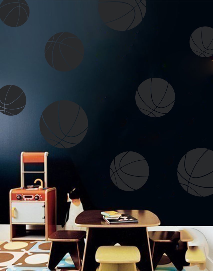Basketball Kids Room Sports Decor Wall Decal Stickers [Set of 9]