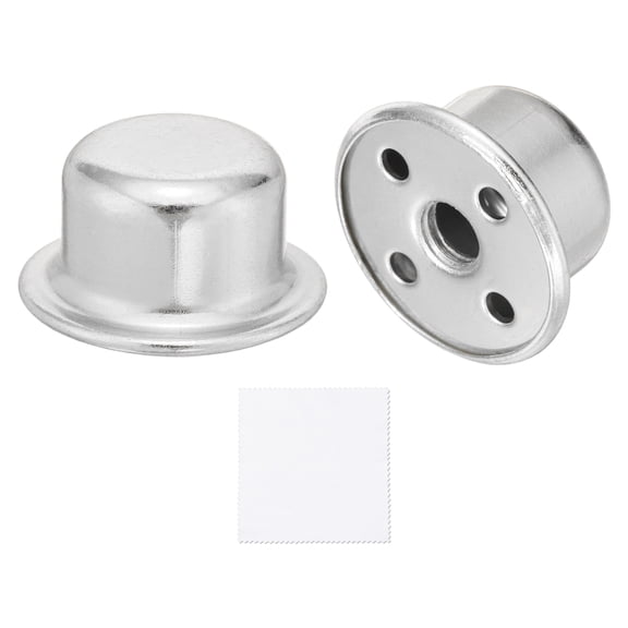 Uxcell 2Pcs 0.49" Tall Lamp Finials, 1/4-27 Thread Lamp Cap Knob Decoration Screw Cap Nuts with Cleaning Cloth for Table Floor Lighting Fixtures Shade Holder Decoration, Silver