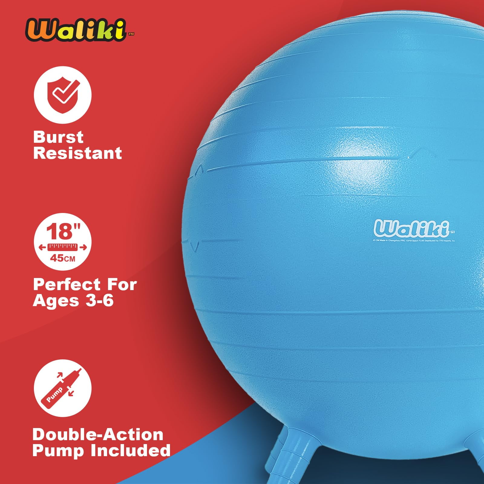 WALIKI Chair Ball with Feet for Kids 4 Pack | Alternative Classroom Seating Ball (18'' - 4 Pack)