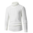 thumbnail image 1 of EGNMCR Turtleneck Sweater for Men, Man New Pattern High Collar Solid Color Twisted Flower Keep Warm Head Cover High Collar Long Sleeves Bottom Layer Knitting Sweater Men Polyester Top, 1 of 2