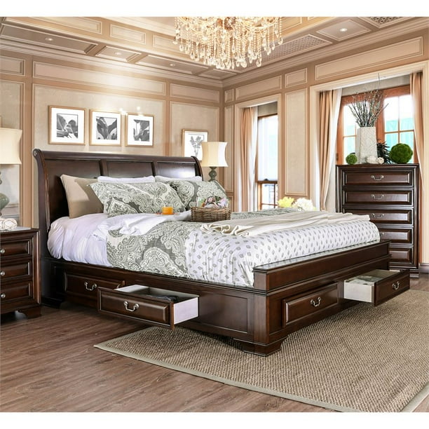 Furniture of America Bradford Wood King Storage Platform Bed in Brown