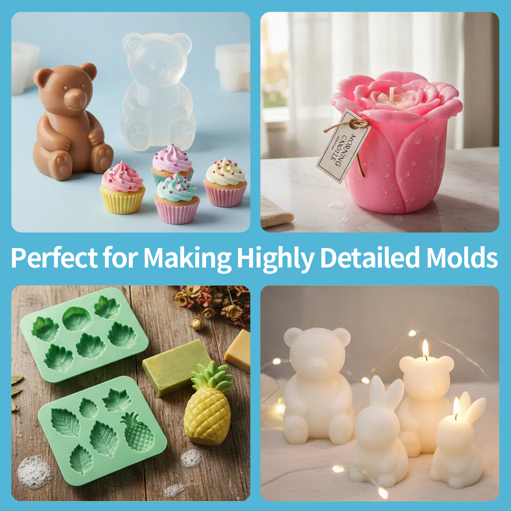 32oz Silicone Mold-Making Kit - 1:1 Platinum Silicone Rubber for Resin Casting Molds, Jewelry Molds, Handicrafts - 15A Medium Hardness, Suitable for Beginners and Professional Crafters