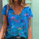 thumbnail image 2 of Moda Mujer Cuello en V Manga corta Impresión Jersey Blusas sueltas Tops Camiseta OAVQHLG3B Store lin121212, 2 of 4