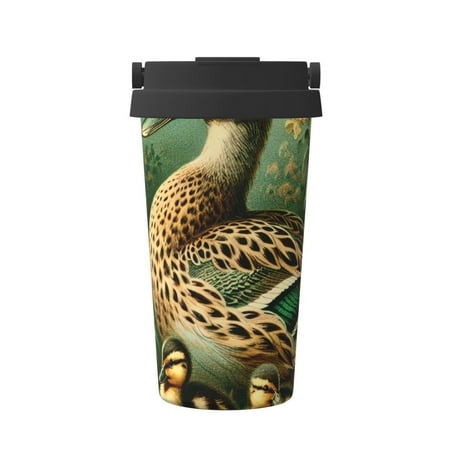 

Sikiie Mallard Duck And Flowers Coffee Mug Pobtable To Stainless Steel Coffee Tumbler Coffee Cups with Lids Thermos for Hot and Cold Drink