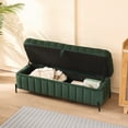 thumbnail image 6 of NEW 49.21" Wide Upholstered Velvet Storage Soft Bench Footstool Ottoman End of Bed with Metal Legs, Foot Rest for Living Room, Entryway and Bedroom. Green, 6 of 8