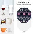 thumbnail image 6 of Fuzoiu Pixel Heart Winter Print Leather Coasters Set,Drink Coasters Set of 4,for Tabletop Protection, Durable PVC Coasters,Home Décor and Housewarming Gift-Octagon, 6 of 6