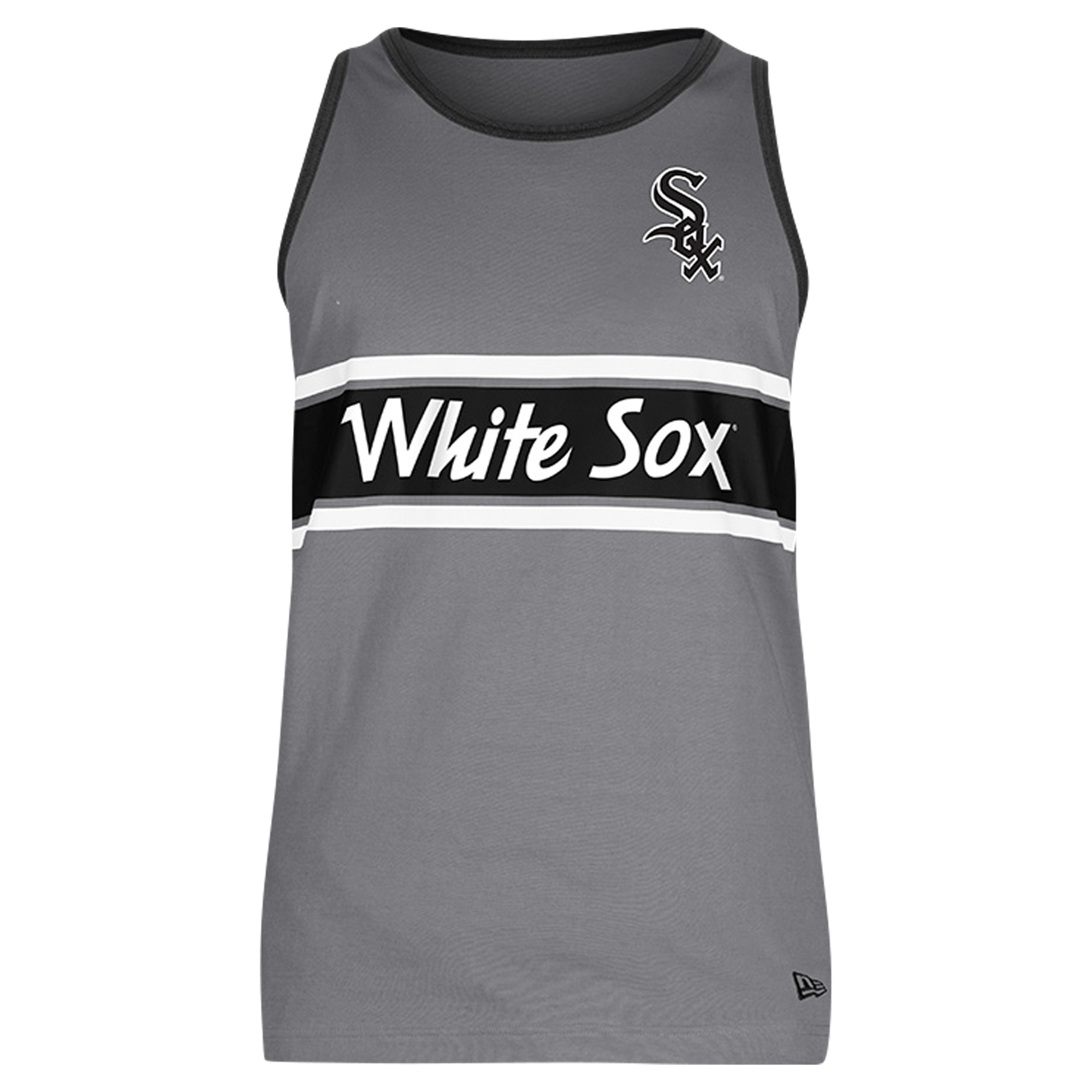 white sox jersey dress Men's New Era Gray Chicago Ringer Tank Top Ink