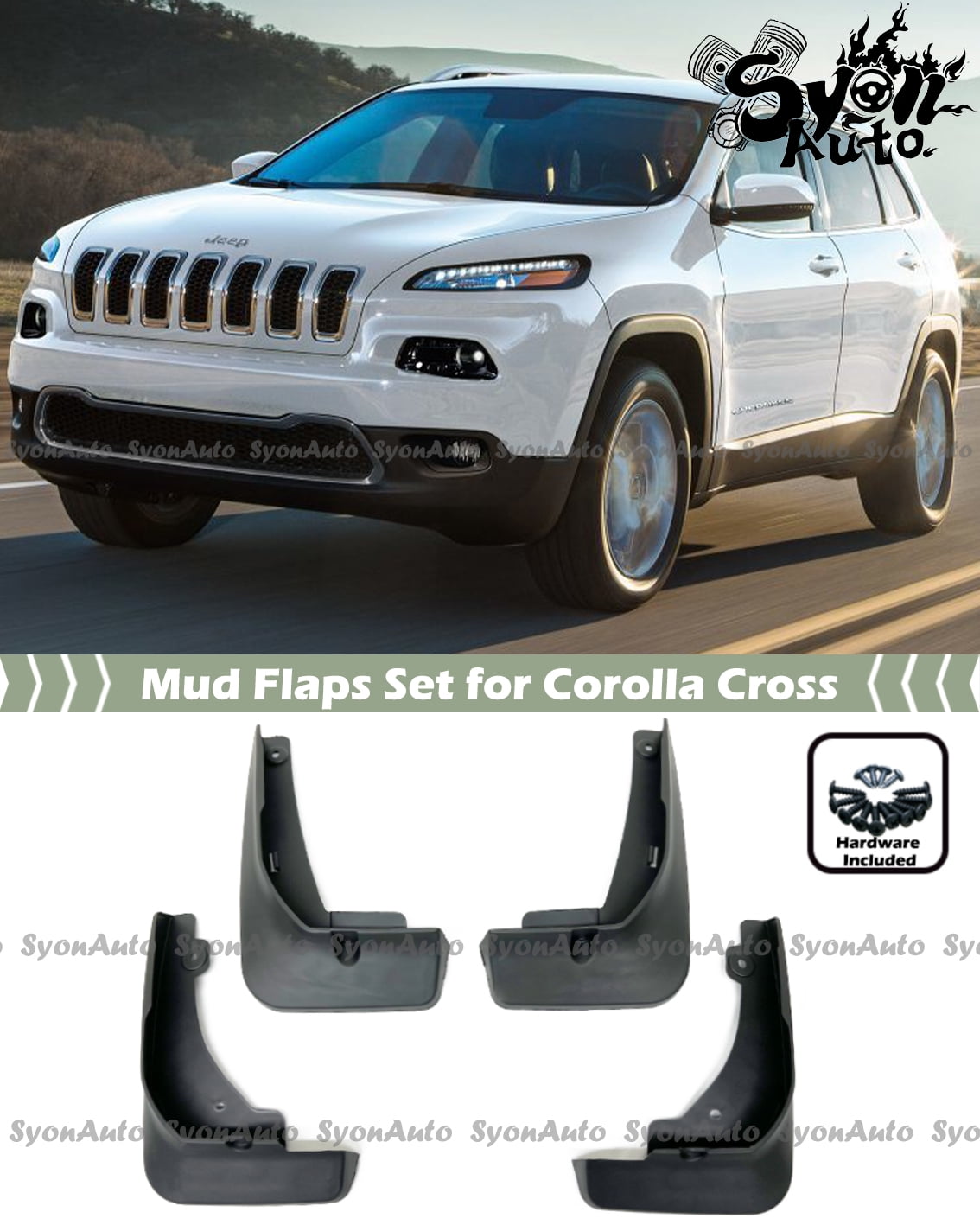 FITS 2014-2018 JEEP CHEROKEE BLACK PLASTIC 4 PC MUD FLAPS SPLASH GUARD MUD GUARD