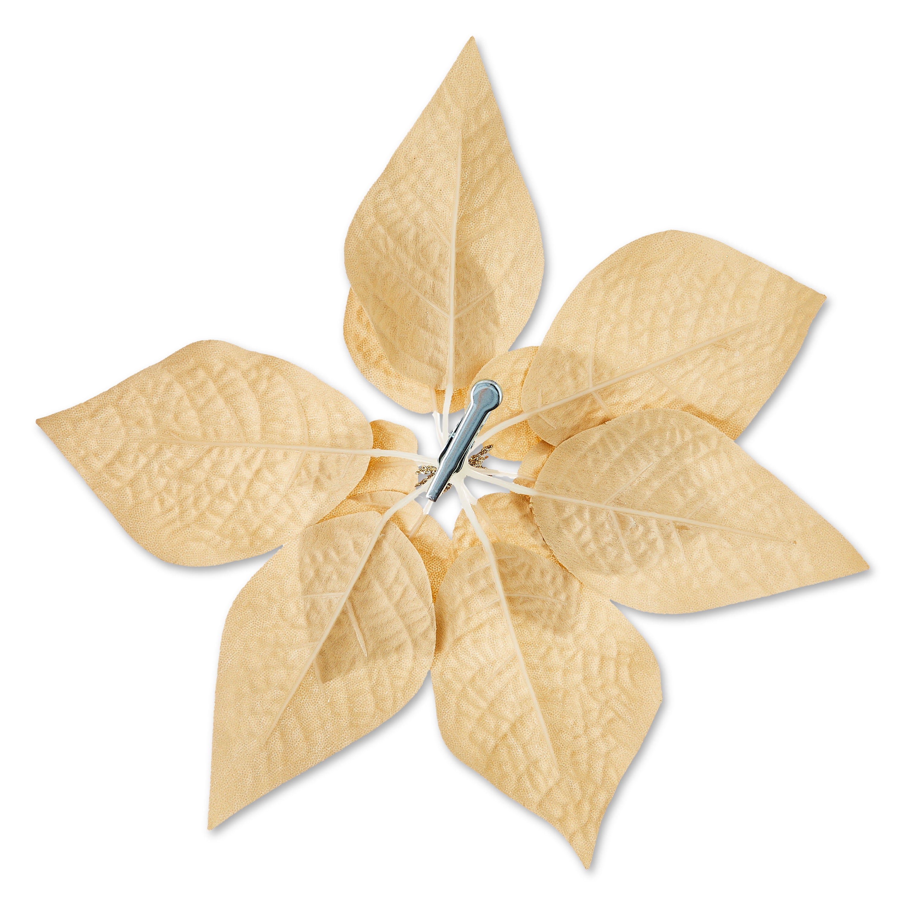 Poinsettia Christmas Clip Ornament, Gold, 11", by Holiday Time