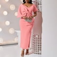 thumbnail image 2 of AURA Plus Size Women Sexy V Neck Big Bow High Waist Split Maxi Party Dress Elegant Bodycon Evening Gown, 2 of 8