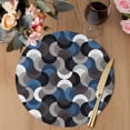 thumbnail image 3 of Blue Grey Abstract Round 13 Inch Placemats Set of 6, Modern Geometric Ombre Artwork HeatResistant Non Slip Place Mats for Dining Table, Wipeable Braided Kitchen Table Mats for Housewarming, 3 of 9