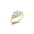 thumbnail image 3 of 925 Sterling Silver Ring with 14K Yellow Gold Plating Emerald Cut Diamond Engagement Ring – Leaf Cluster Design – Nature Inspired Bridal Ring – Solitaire Promise Ring for Her, 3 of 5