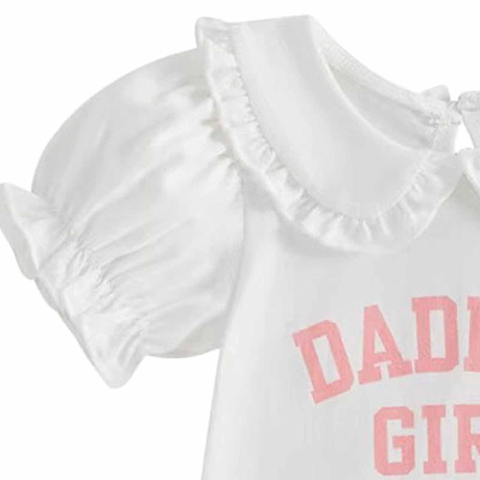 UngA Newborn Baby Girls Clothes Summer Daddys Girl Outfit Romper+Bloomers Tutu Skirt+Socks+Headband 4Pcs Infant Girl Outfits 3-6 Months,White