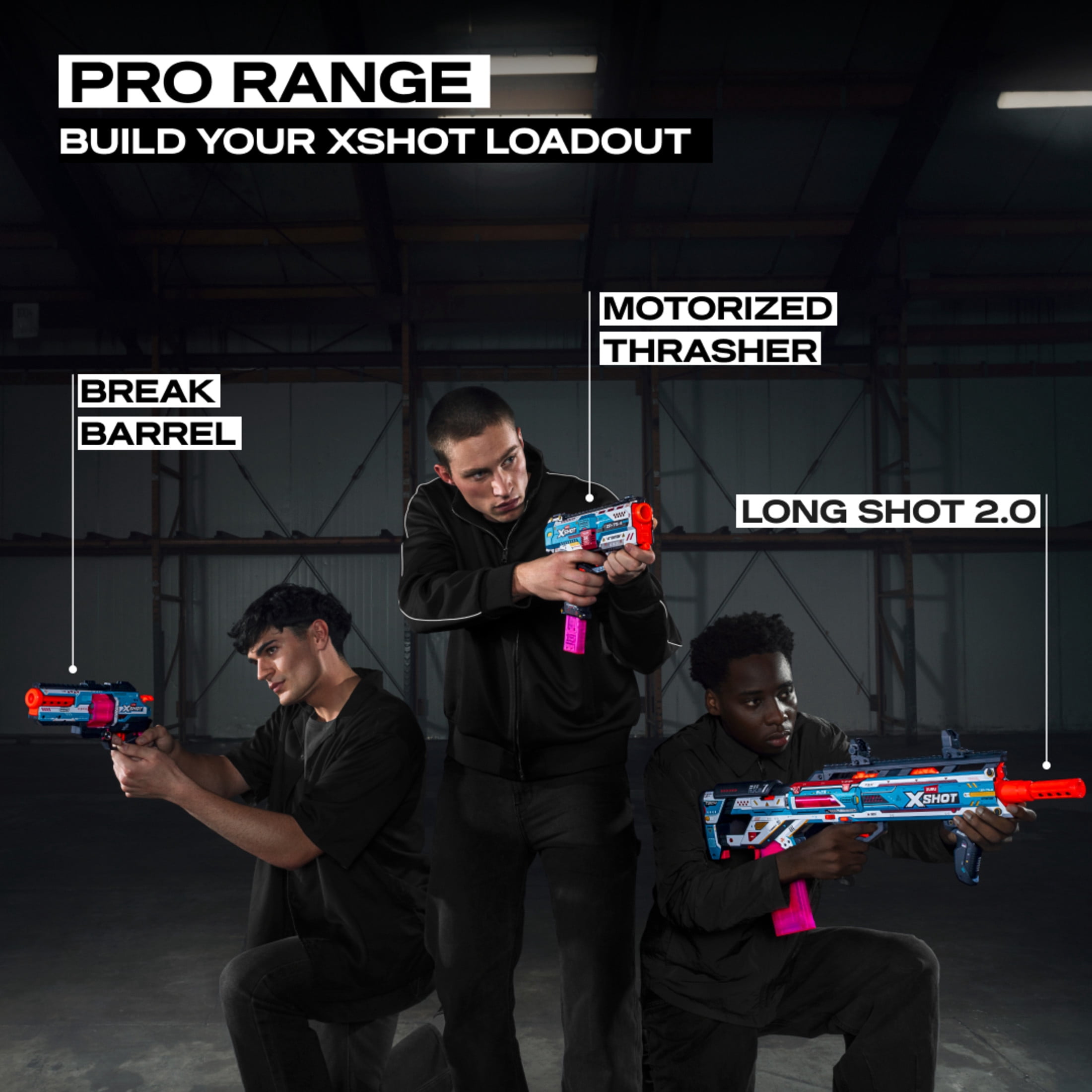 XSHOT SKINS Pro Series Longshot 2.0 Foam Dart Blaster by ZURU with 40 Air Pocket Technology Darts, Manual Action Plastic Blaster for Outdoor Play, Kids, Teens and Adults Ages 14+