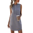 thumbnail image 5 of Women's Slim Cropped Hoodie Drawstring Athleisure Sleeveless Casual Dress Comfortable Stylish Solid Color Summer Outfit 2025 Vacation Dress Stylish Beach Sundress, 5 of 8