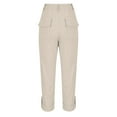 thumbnail image 7 of Womens Travel Pants Hiking Cargo Trousers Elastic High Waist Loose Fit Casual Pants With Multi Pockets Cotton Fabric For Outdoor & Daily Outfits L Pants For Women, 7 of 7