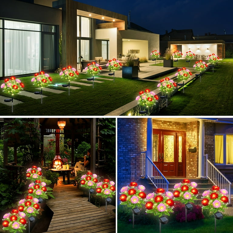 Qoosea Solar Flower Lights, 2 Pack Snow Lotus photo 7