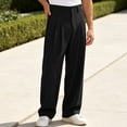 thumbnail image 2 of ShomPort Mens Dressy Pants Elastic Waist Straight Leg Loose Pleated Trousers Casual Business Officewear Pants, 2 of 9