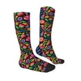 thumbnail image 3 of Picia Women Crew Soft Moisture-wicking Socks Colorful Floral Embroidery Mexican Pattern Design Cotton Socks, One Size fit All, 3 of 9