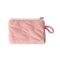thumbnail image 2 of Quilted Bow Makeup Bag, Small Cosmetic Pouch with Zipper, Portable Coin Purse for Campus Daily Carry, 2 of 6