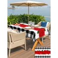 thumbnail image 4 of Outdoor Tablecloth with Umbrella Hole and Zipper, Red Roses Rectangle Table Cloth 54x80 Inch Waterproof Tablecloth, Valentine's Day Romantic Floral Black White Plaid Picnic Table Cover for Patio, 4 of 7