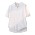 thumbnail image 4 of Men's Casual Short Sleeve Button Down Shirt, Knit Lapel Shirt With Breathable Fabric, Solid Color Regular Fit, Casual Daily Vacation Beach Wedding, Stylish Menswear | Zenithor,White 2XL, 4 of 8