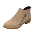 thumbnail image 3 of Urbanix Women Side Zipper Ankle Booties, Pointed Toe Low Block Heel Comfortable Dress Boots for Daily Work Casual Wear, 3 of 5