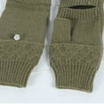 thumbnail image 5 of WREESH Unisex Pop-Top Winter Knitted Gloves Half Fingered Solid Color Flip Warm Finger Gloves Olive Green, 5 of 5