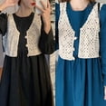 thumbnail image 4 of TIERPOP Women Crochet Knit Sleeveless Crop Top Vest Floral Lace Button Waistcoat for Jacket, 4 of 19