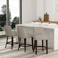 thumbnail image 2 of Beever Taupe Chenille Counter Stool  with Rubberwood Legs - Set of 3, 2 of 10