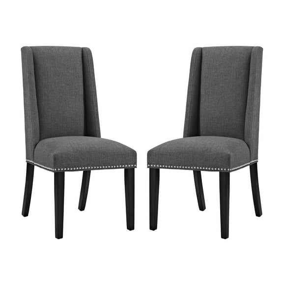 Modern Contemporary Urban Design Dining Kitchen Room Side Chair, Set of Two, Fabric, Grey Gray