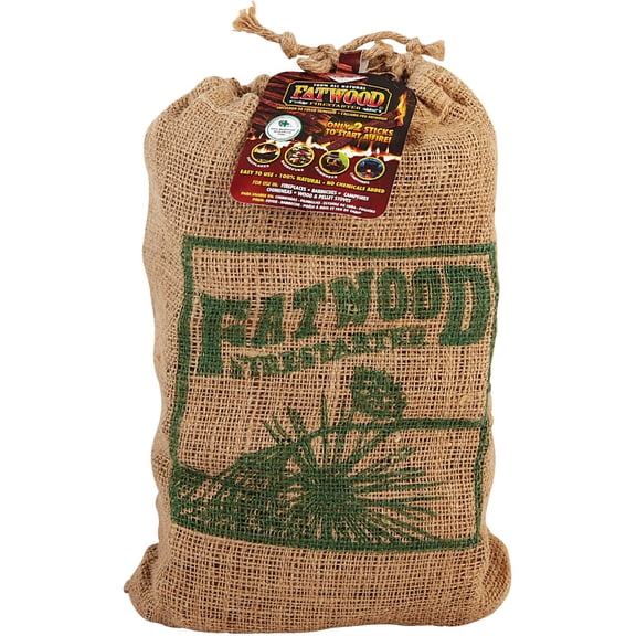 6-pack Wood Products Fatwood Firestarter Burlap Bag - Combustible Fire Starter - 6 Pack, 8 Lbs — Residential Use, Standard Application