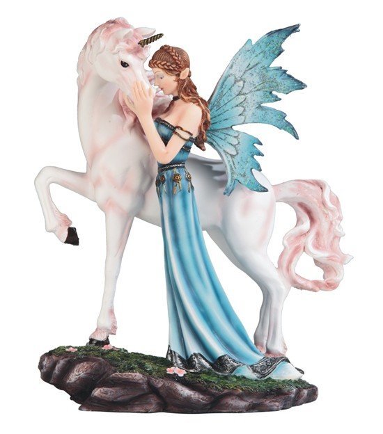GSC Blue Winged Fairy with Mystical Pet Unicorn Decorative Figurine